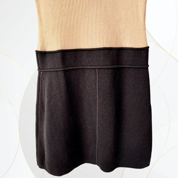 Theory Lexianna Evian Stretch Wool Blend Sweater Dress Colorblock Ivory/Black - Picture 4 of 15